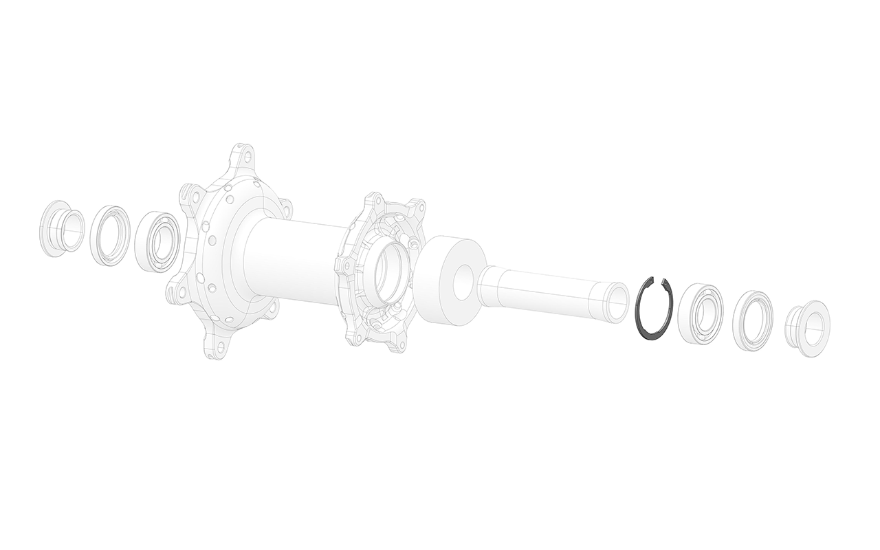 Rear hub left bearing retaining circlip