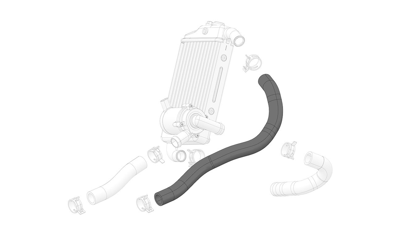 Motor - radiator hose outlet
